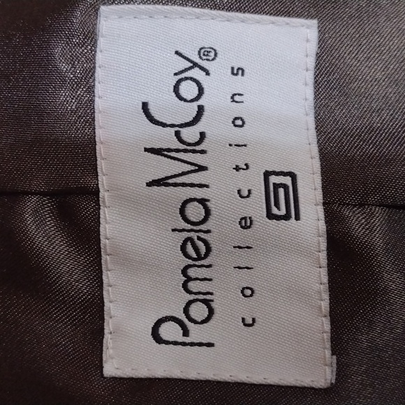 NWOT Pamela McCoy embroidered brown leather blazer - Picture 9 of 12